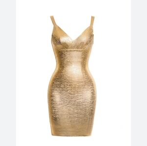 Gold Metallic Bandage Dress